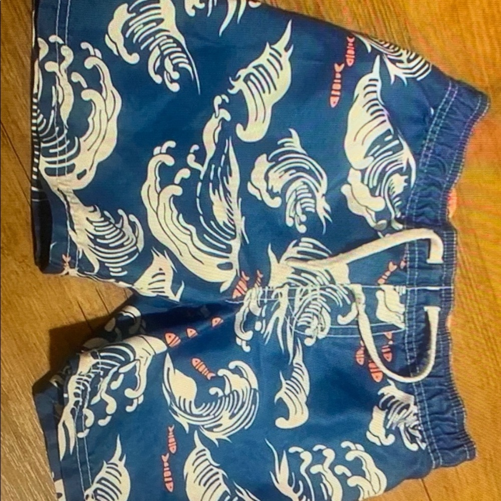 Blue and White Wave Pattern Shorts